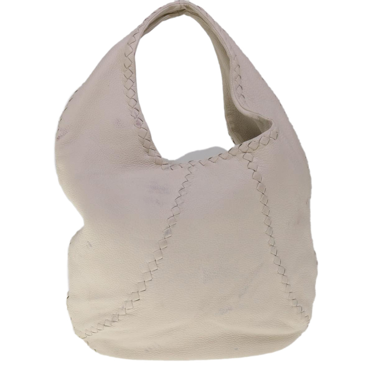 BOTTEGAVENETA INTRECCIATO Hobo Shoulder Bag Leather White Auth am5711