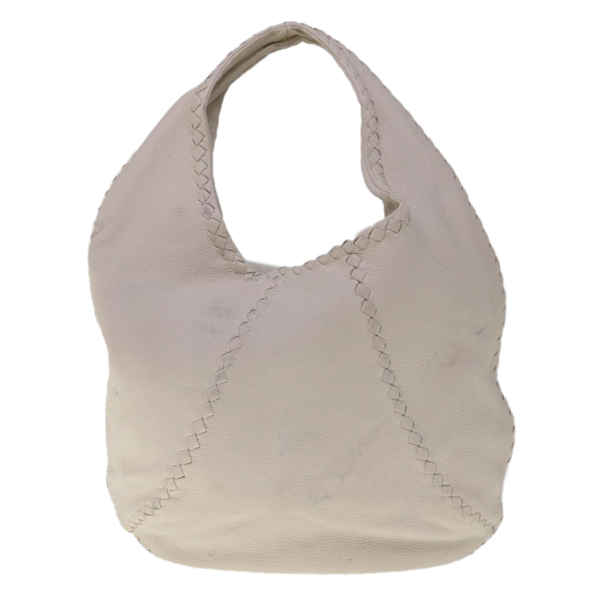 BOTTEGAVENETA INTRECCIATO Hobo Shoulder Bag Leather White Auth am5711