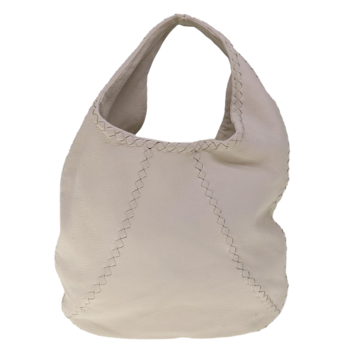 BOTTEGAVENETA INTRECCIATO Hobo Shoulder Bag Leather White Auth am5711