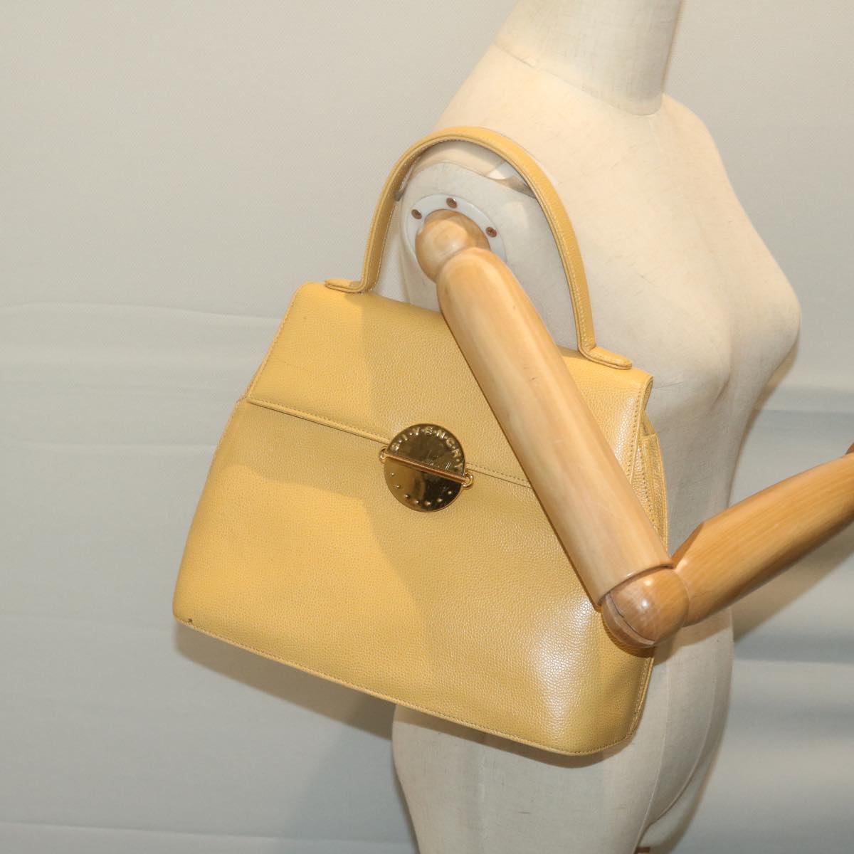 GIVENCHY Hand Bag Leather Yellow Auth am5714