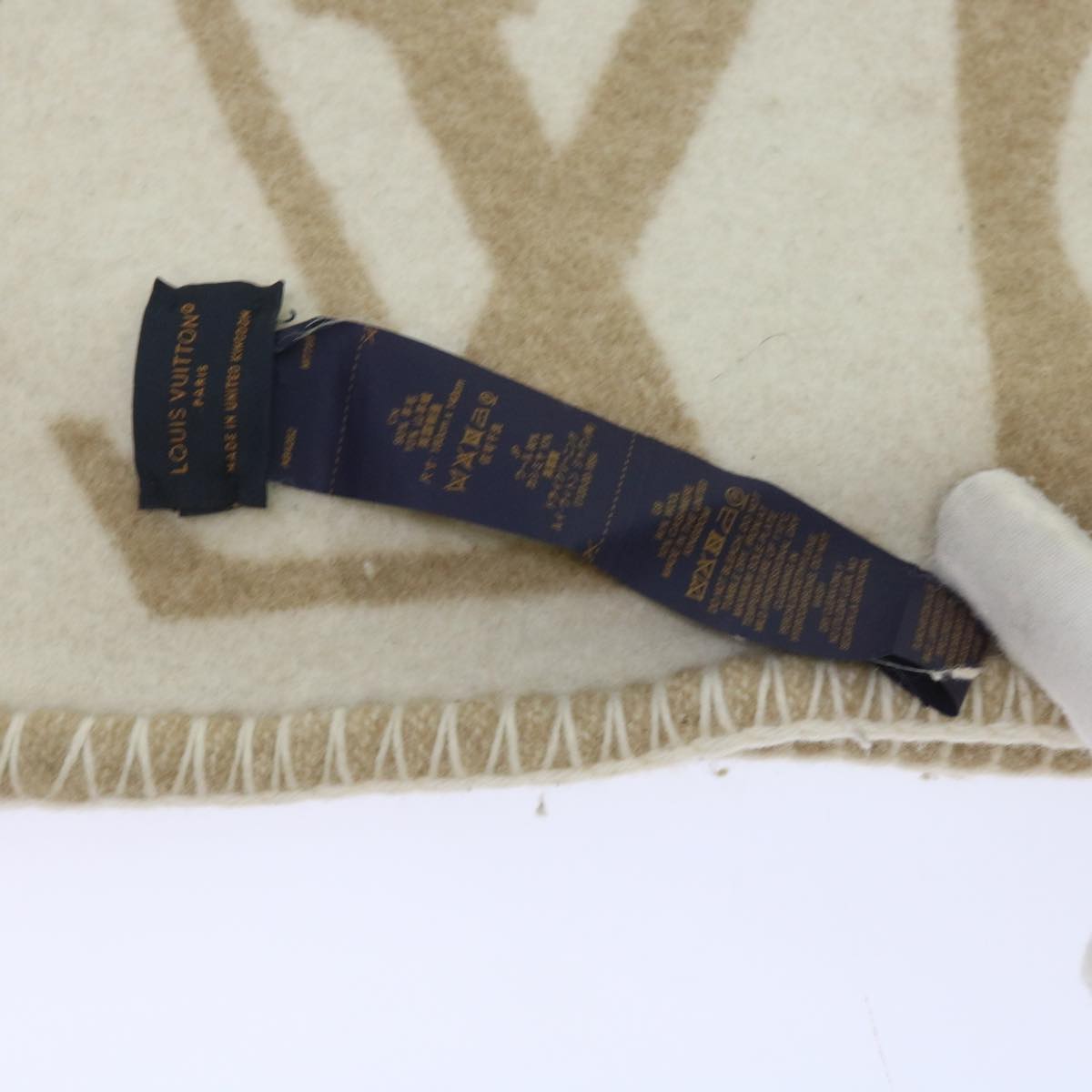 LOUIS VUITTON Pred LV Checkmate Blanket Wool Beige M77861 LV Auth am5723
