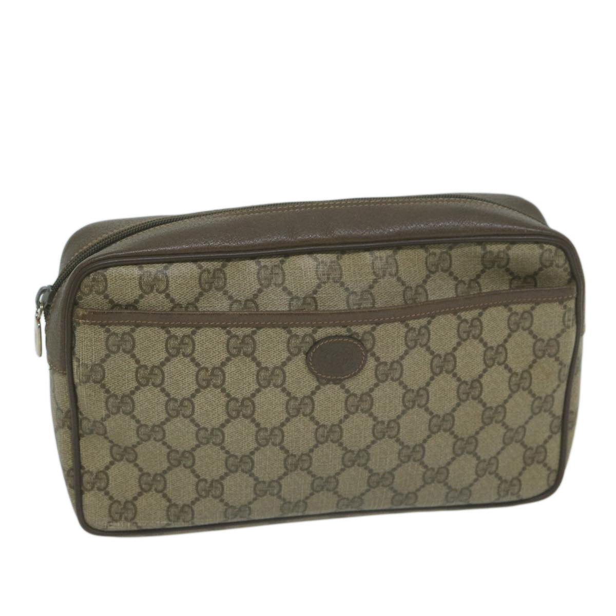 GUCCI GG Supreme Clutch Bag PVC Beige 89 01 044 Auth am5751