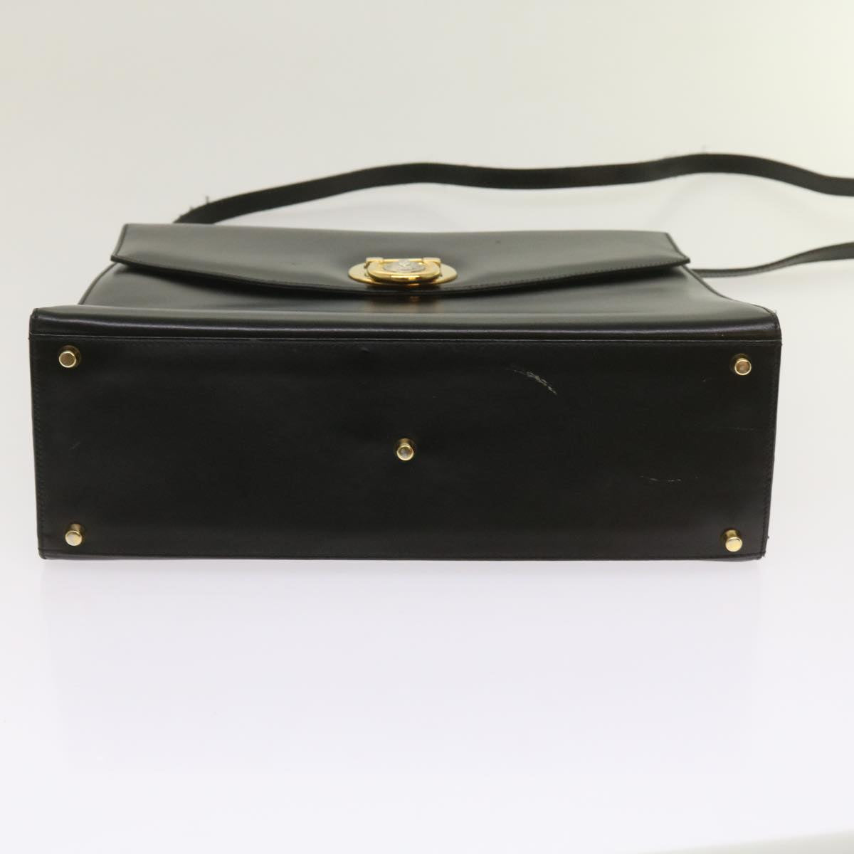 Gianni Versace Hand Bag Leather 2way Black Auth am5762