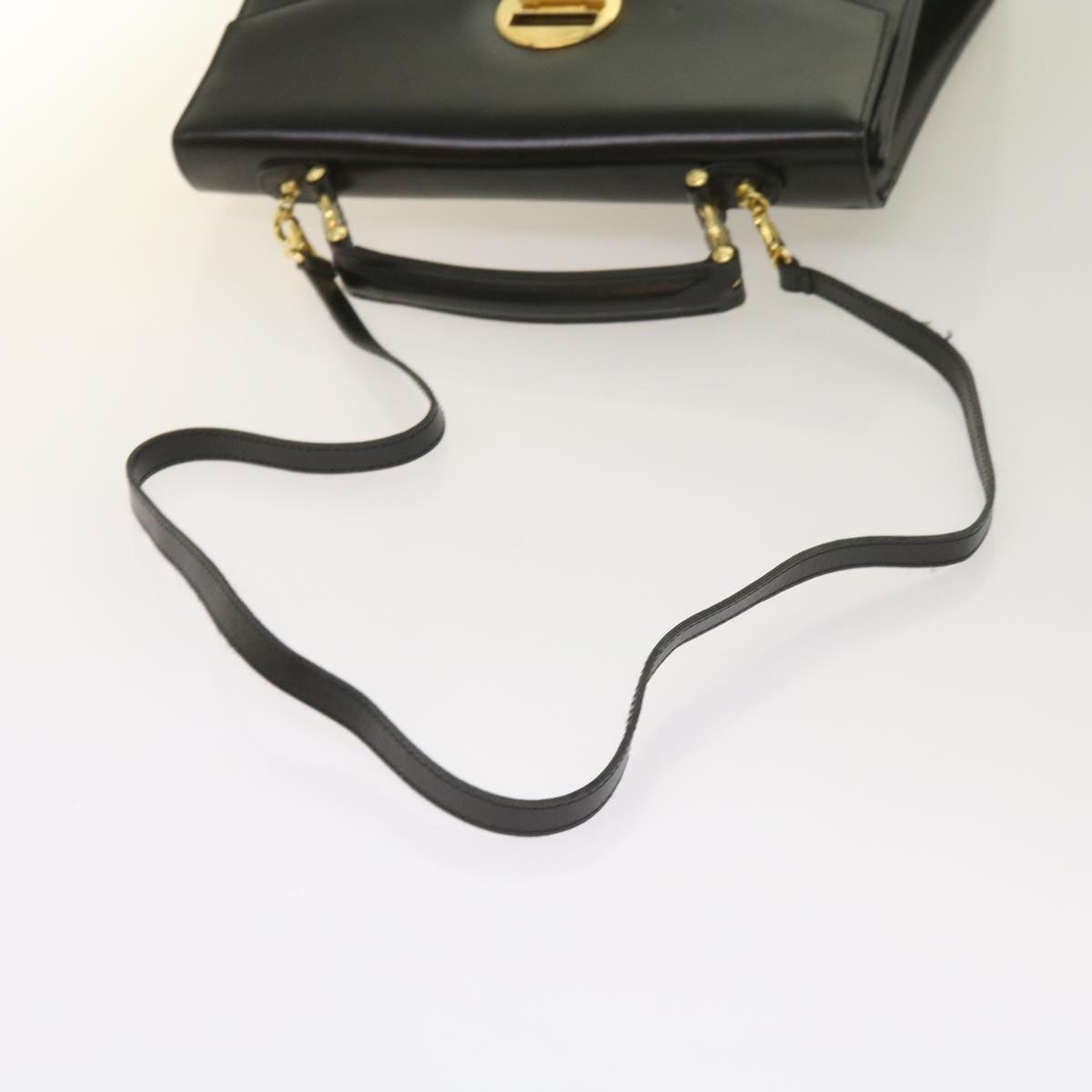 Gianni Versace Hand Bag Leather 2way Black Auth am5762