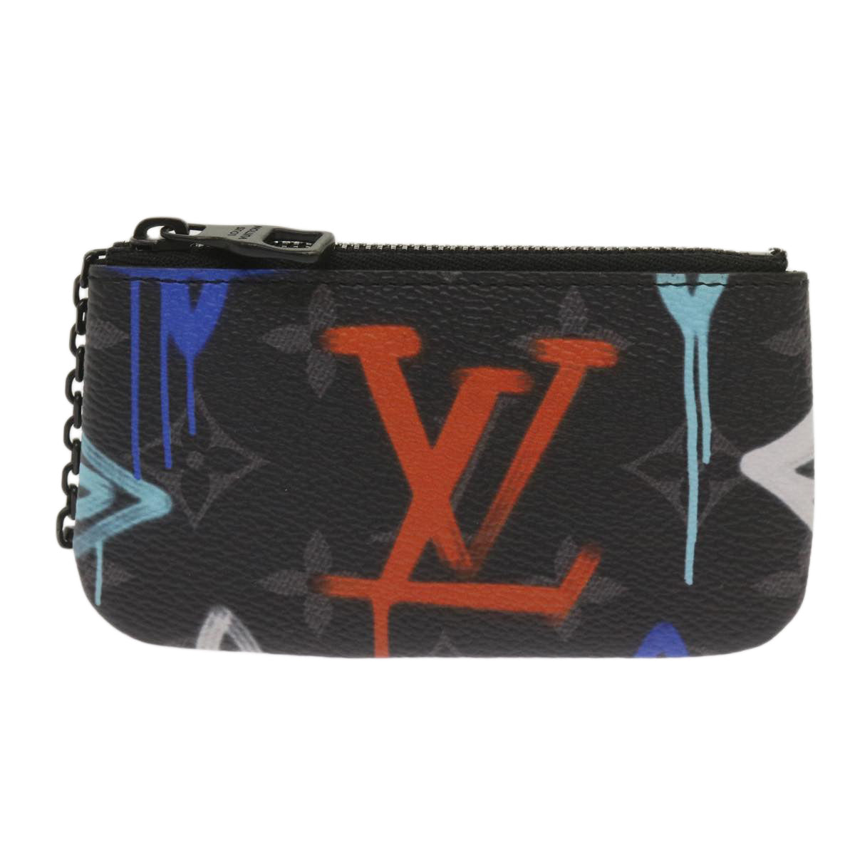 LOUIS VUITTON Monogram Eclipse Multicolor Pochette Cles Purse M81795 Auth am5769