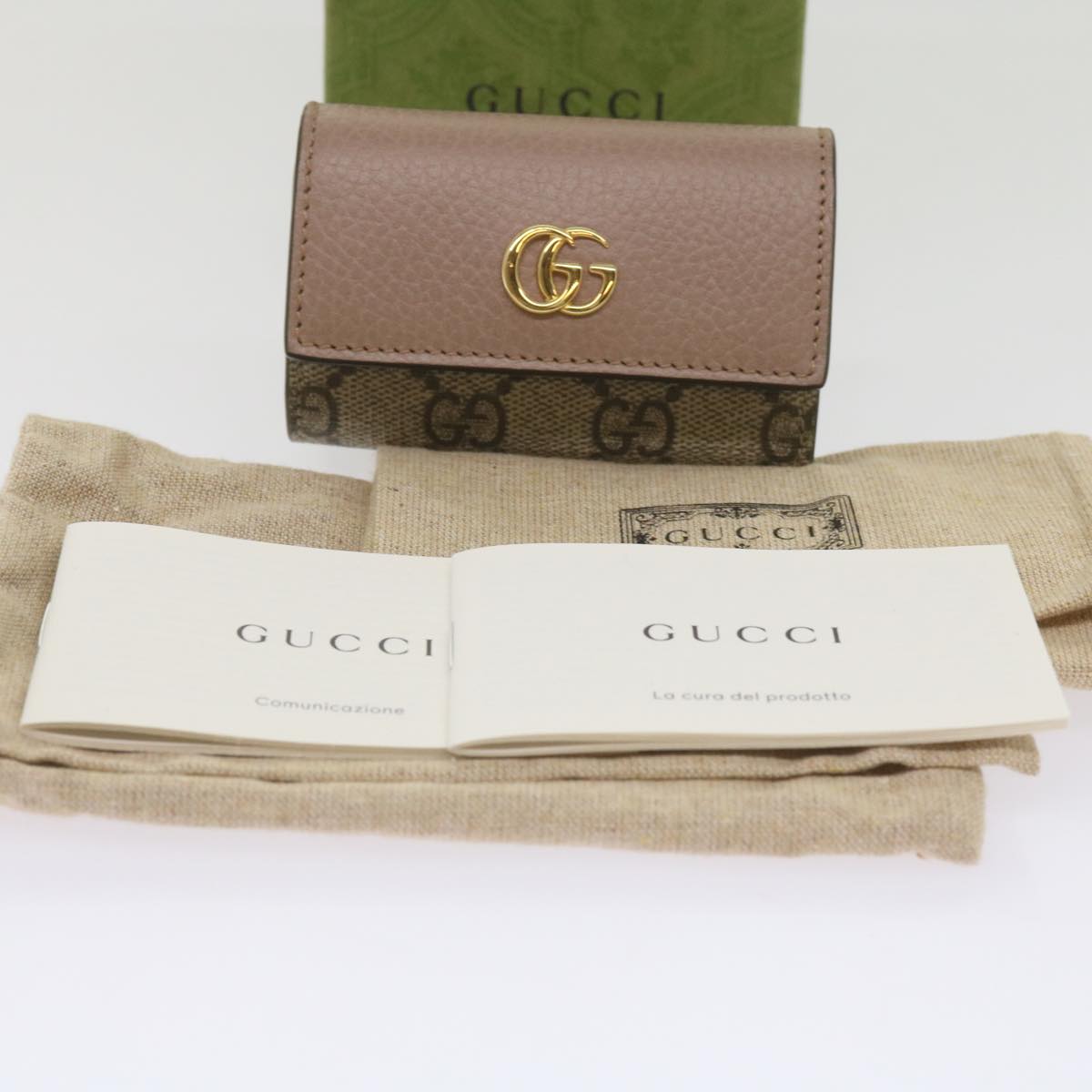 GUCCI GG Marmont Key Case Beige 456118 Auth am5771