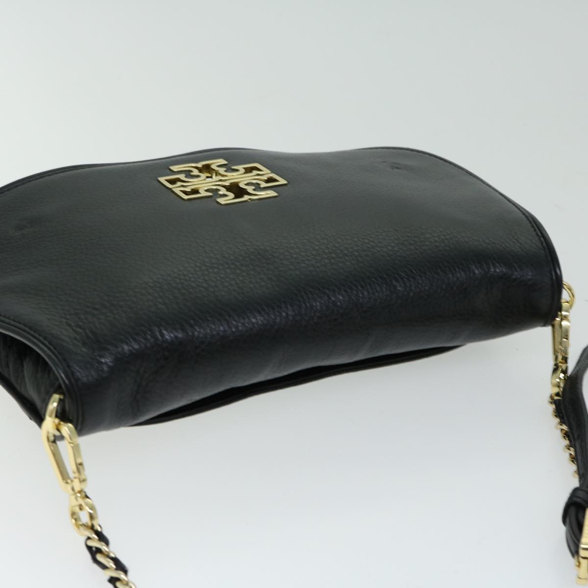 TORY BURCH Chain Shoulder Bag Leather Black Auth am5805