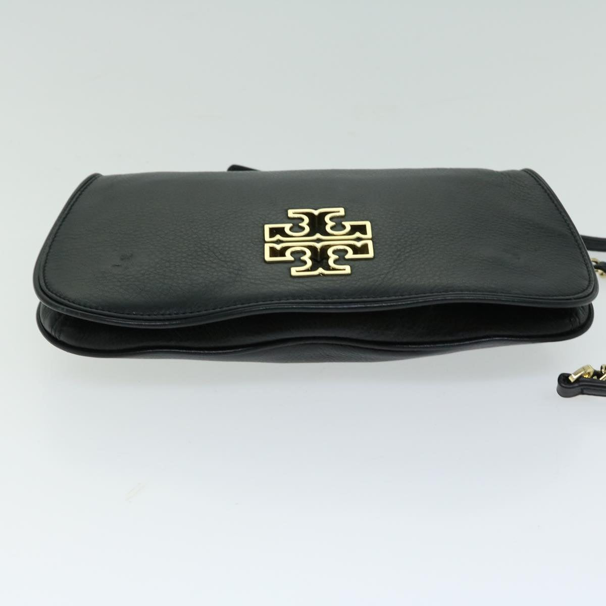 TORY BURCH Chain Shoulder Bag Leather Black Auth am5805