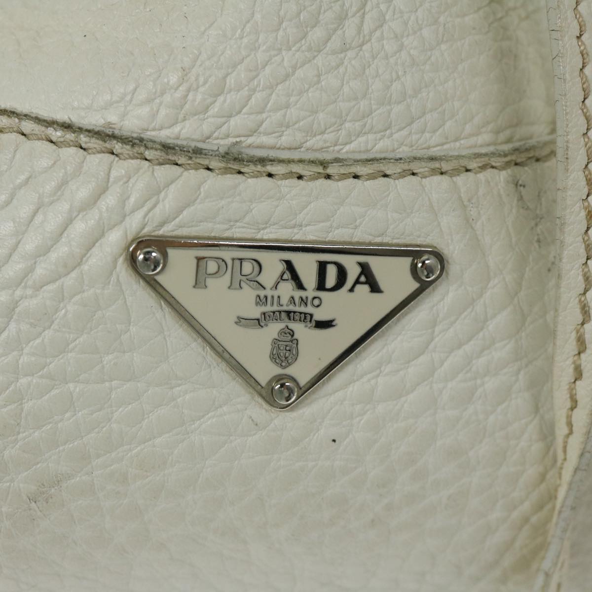 PRADA Shoulder Bag Leather White Auth am5809