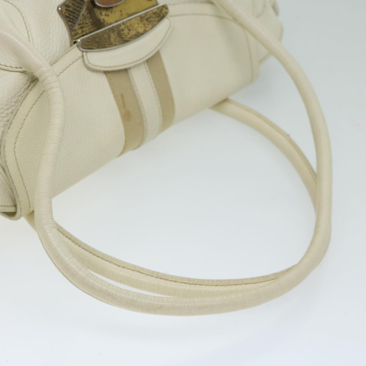 PRADA Shoulder Bag Leather White Auth am5809