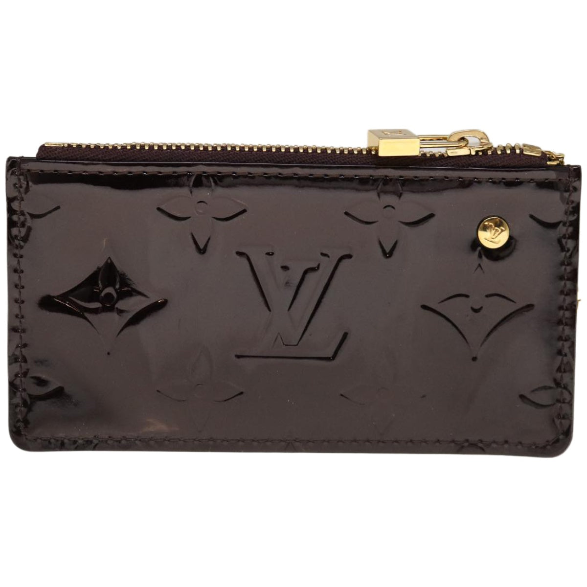 LOUIS VUITTON Monogram Vernis Pochette Cles Purse Amarante M93518 LV Auth am5814