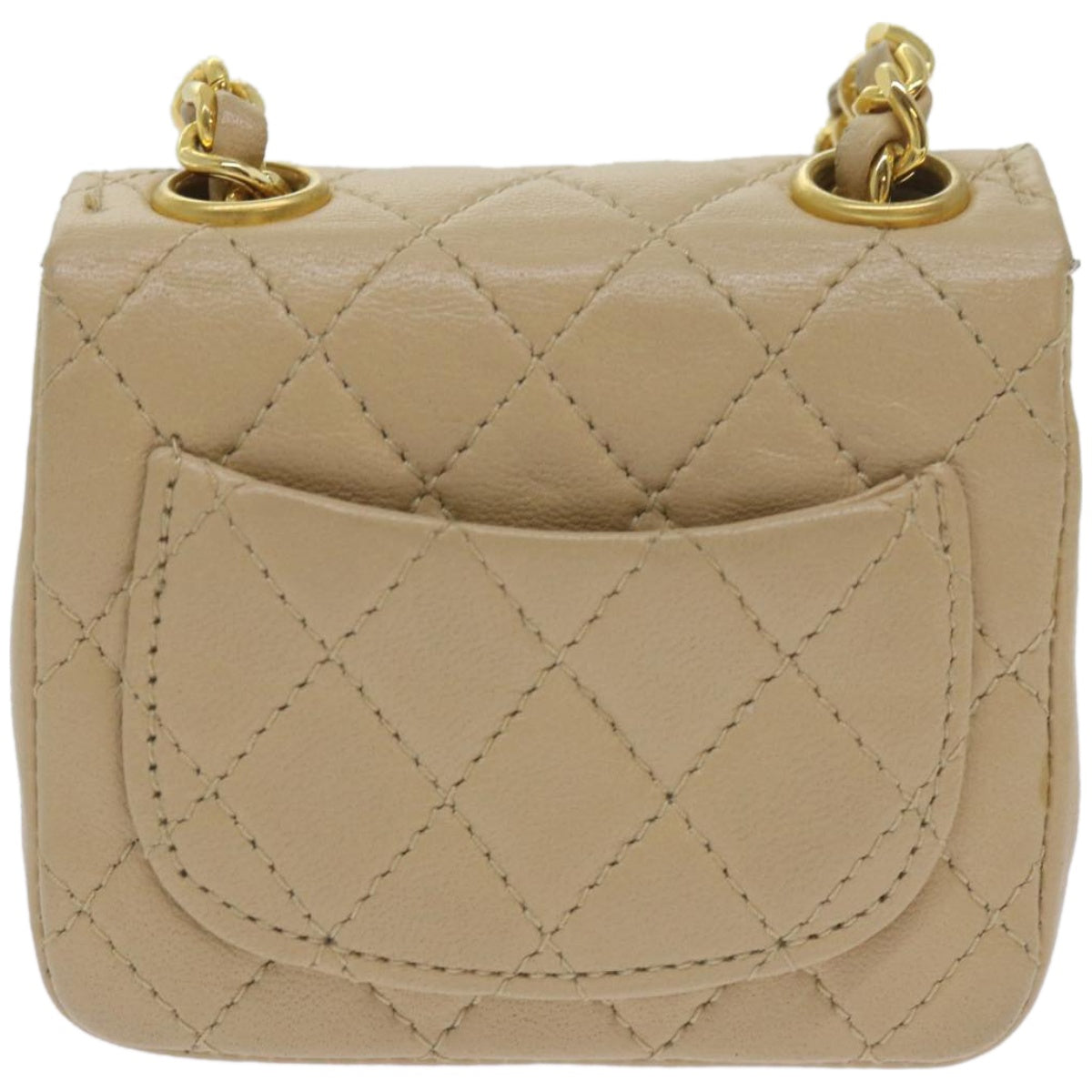 CHANEL Mini Mini Matelasse Chain Waist bag Lamb Skin Beige CC Auth am5824