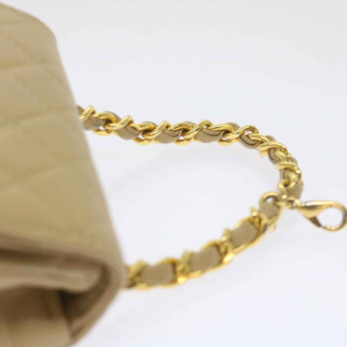 CHANEL Mini Mini Matelasse Chain Waist bag Lamb Skin Beige CC Auth am5824