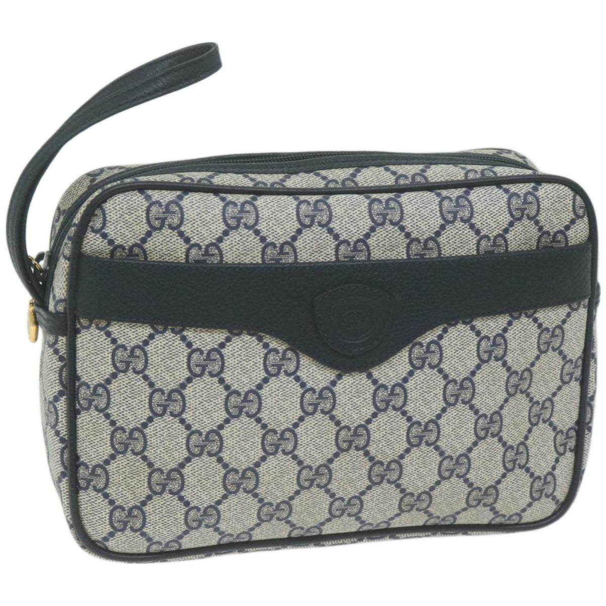 GUCCI GG Supreme Clutch Bag PVC Navy Auth am5841