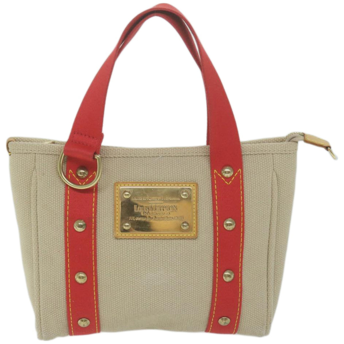 LOUIS VUITTON Antigua Cabas PM Hand Bag Red Beige M40038 LV Auth am5849