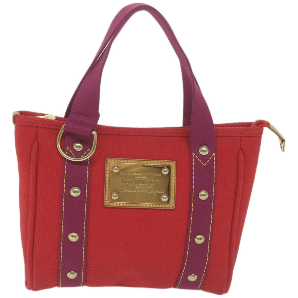 LOUIS VUITTON Antigua Cabas PM Tote Bag Canvas Rouge M40037 LV Auth am5850