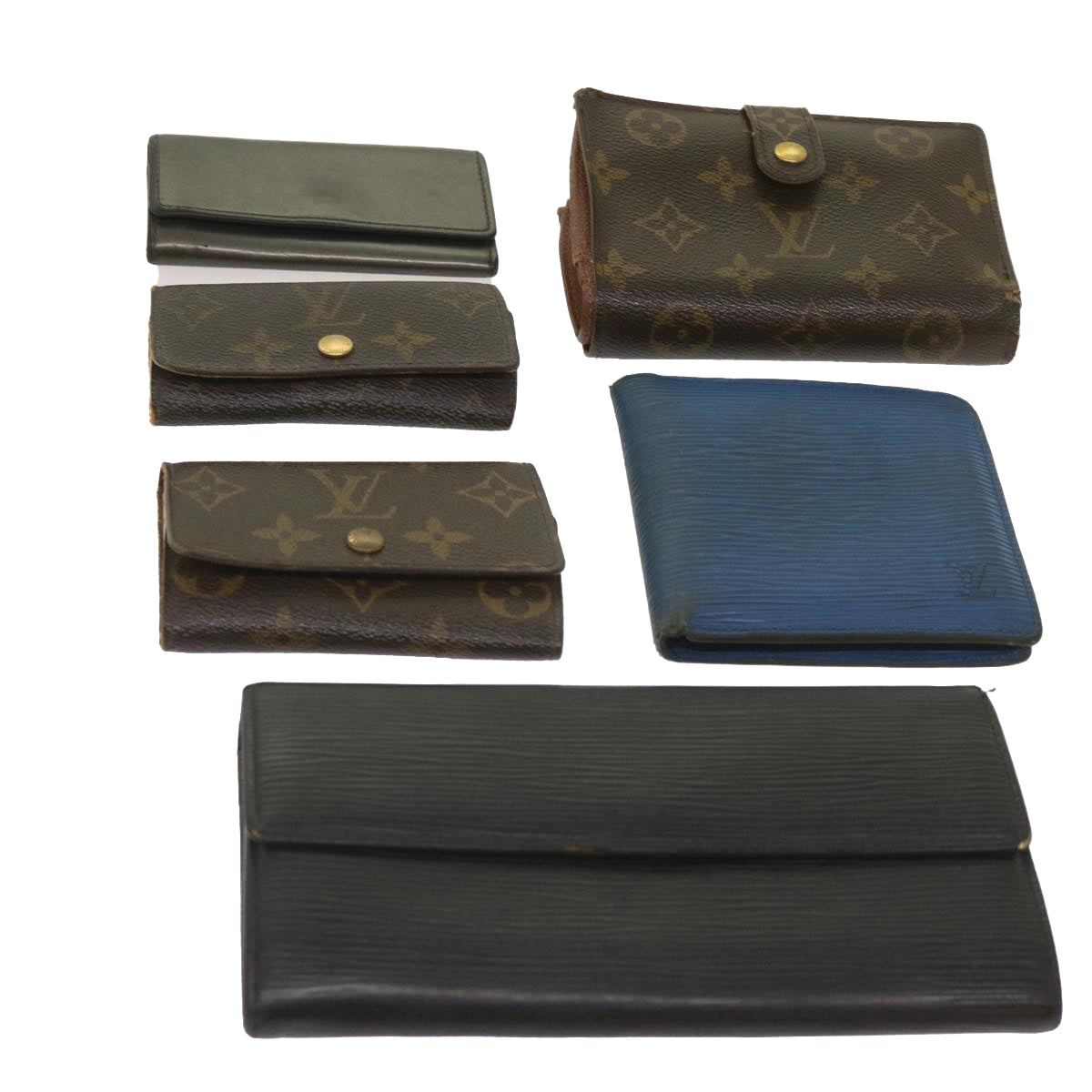 LOUIS VUITTON Monogram Epi Key Case Wallet 6Set Blue Black LV Auth am5856