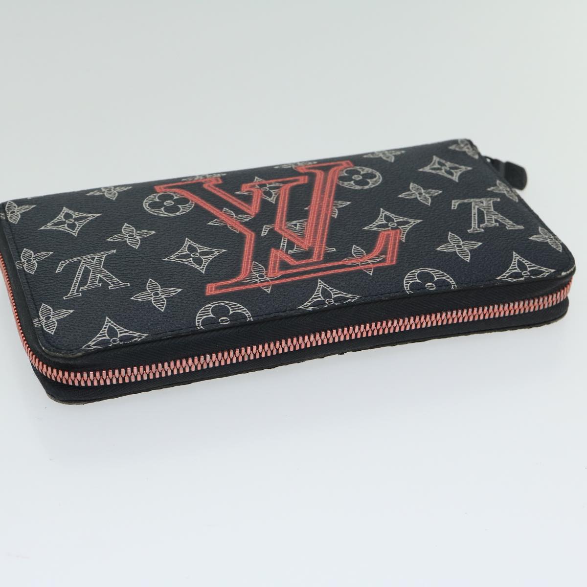 LOUIS VUITTON Ink Upside Down Zippy Organizer NM Wallet Navy M62931 Auth am5858