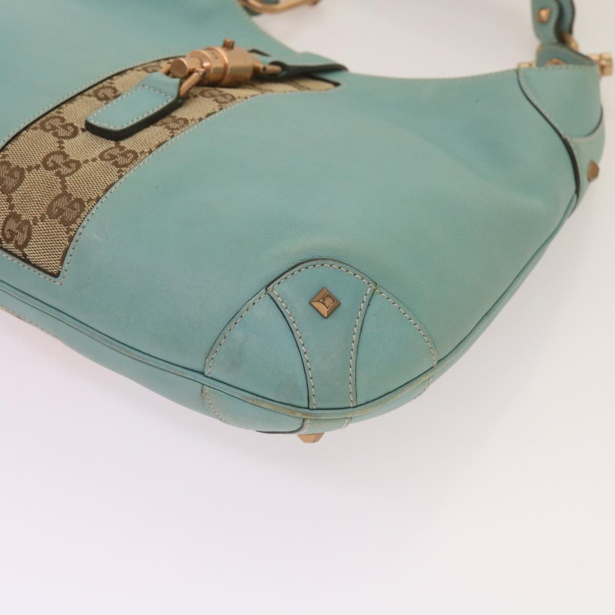 GUCCI Jackie GG Canvas Shoulder Bag Blue 120888 Auth am5869