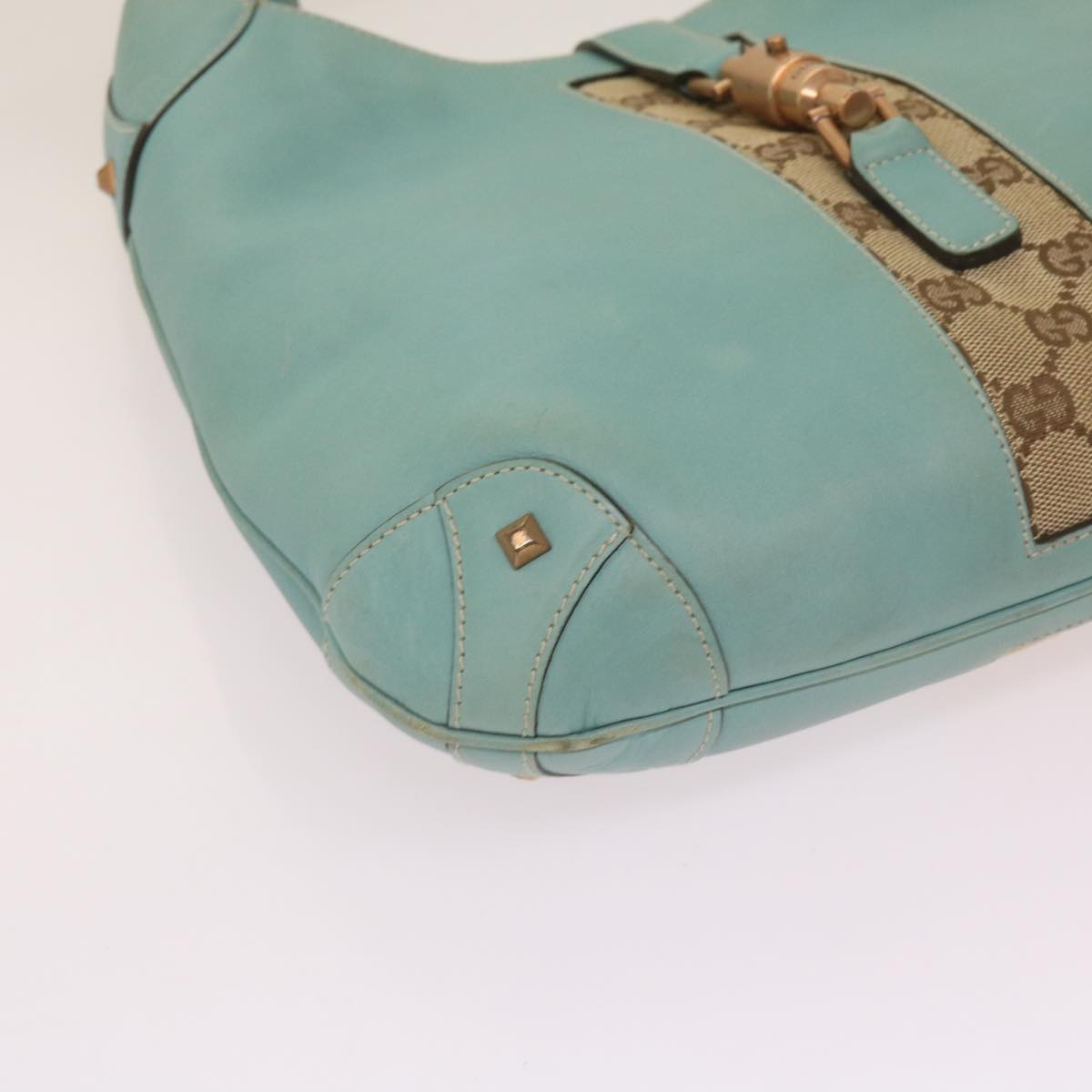 GUCCI Jackie GG Canvas Shoulder Bag Blue 120888 Auth am5869