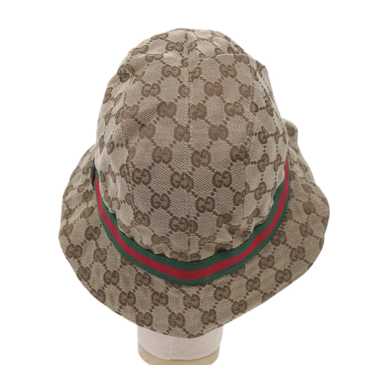 GUCCI GG Canvas Web Sherry Line Hat L Beige Red Green Auth am5870