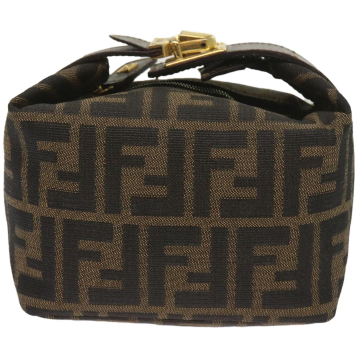 FENDI Zucca Canvas Mini Hand Bag Black Brown Auth am5871A