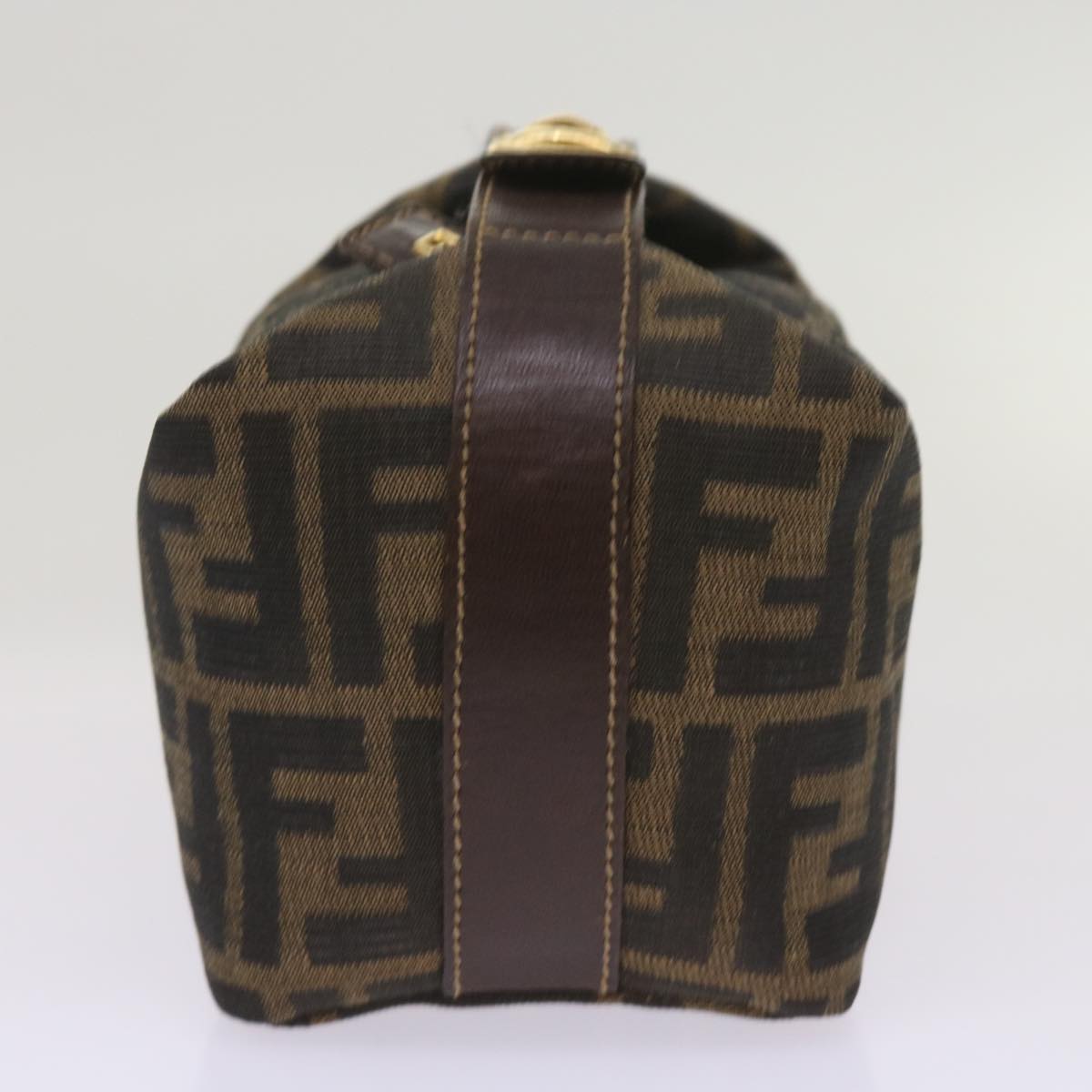 FENDI Zucca Canvas Mini Hand Bag Black Brown Auth am5871A