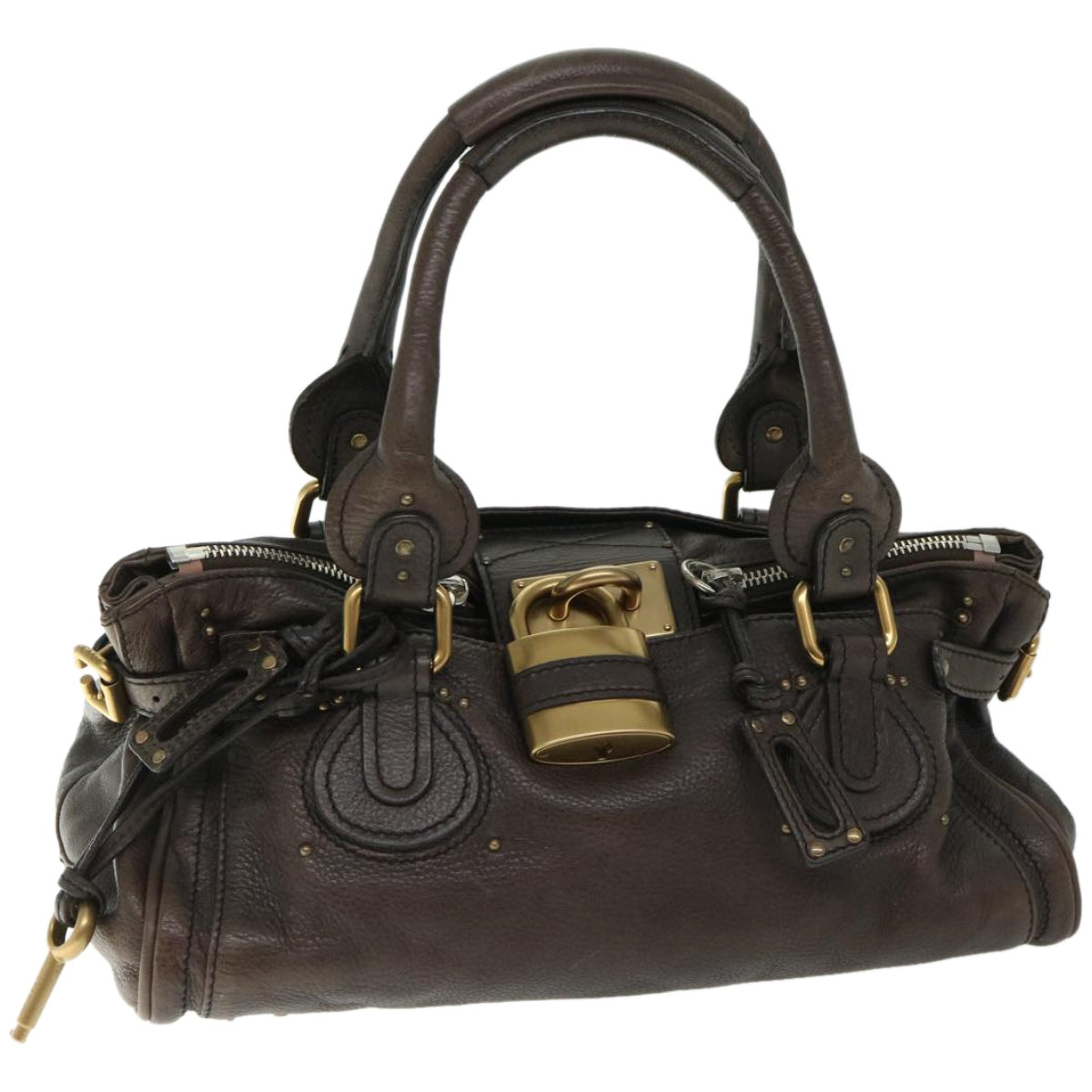 Chloe Paddington Hand Bag Leather Brown Auth am5880