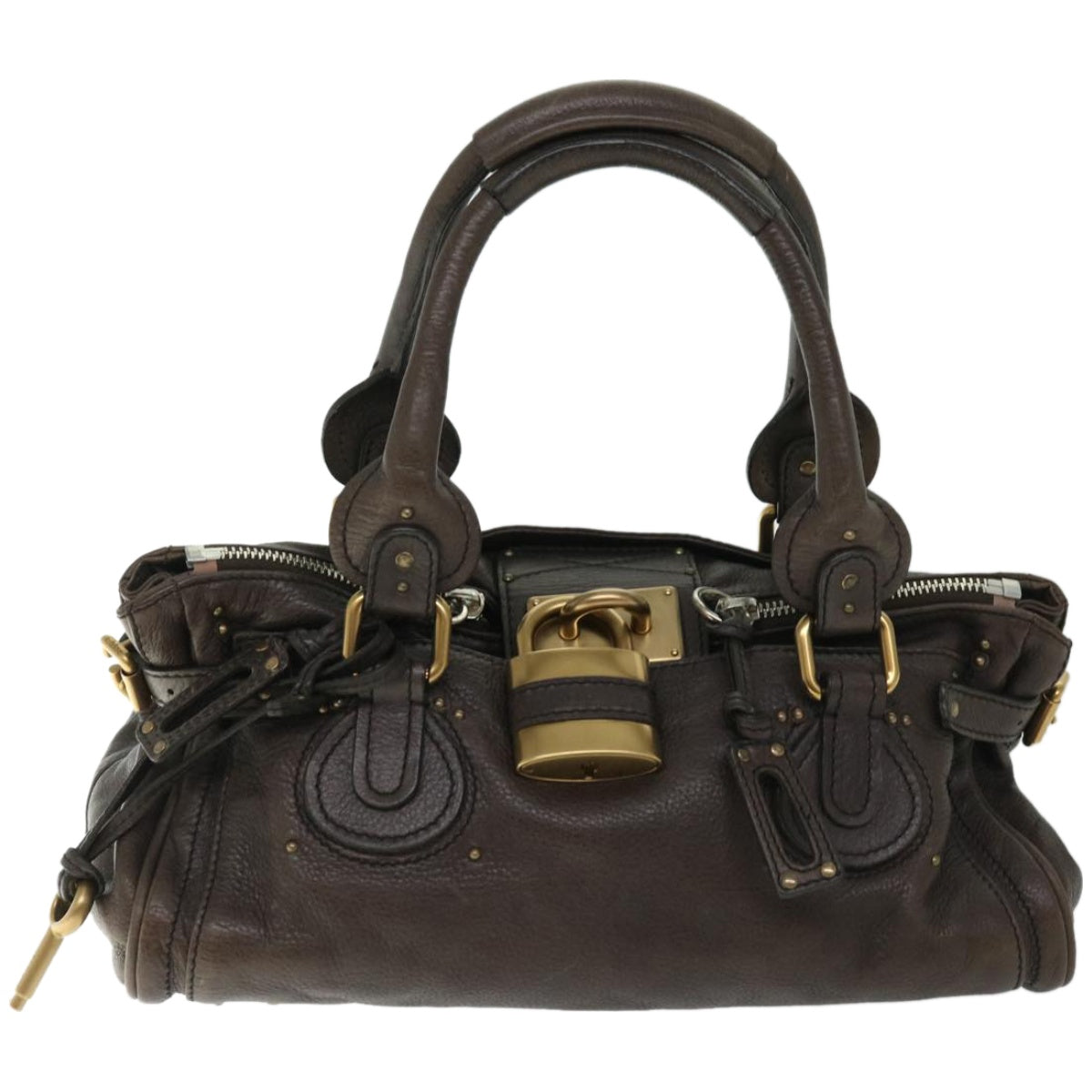 Chloe Paddington Hand Bag Leather Brown Auth am5880