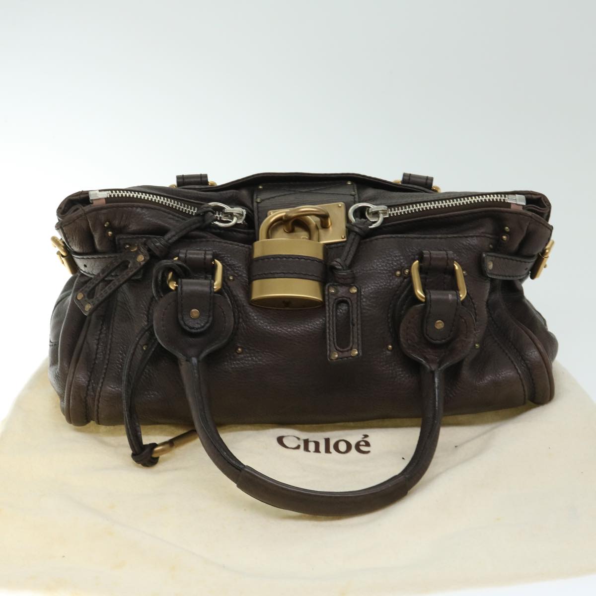 Chloe Paddington Hand Bag Leather Brown Auth am5880