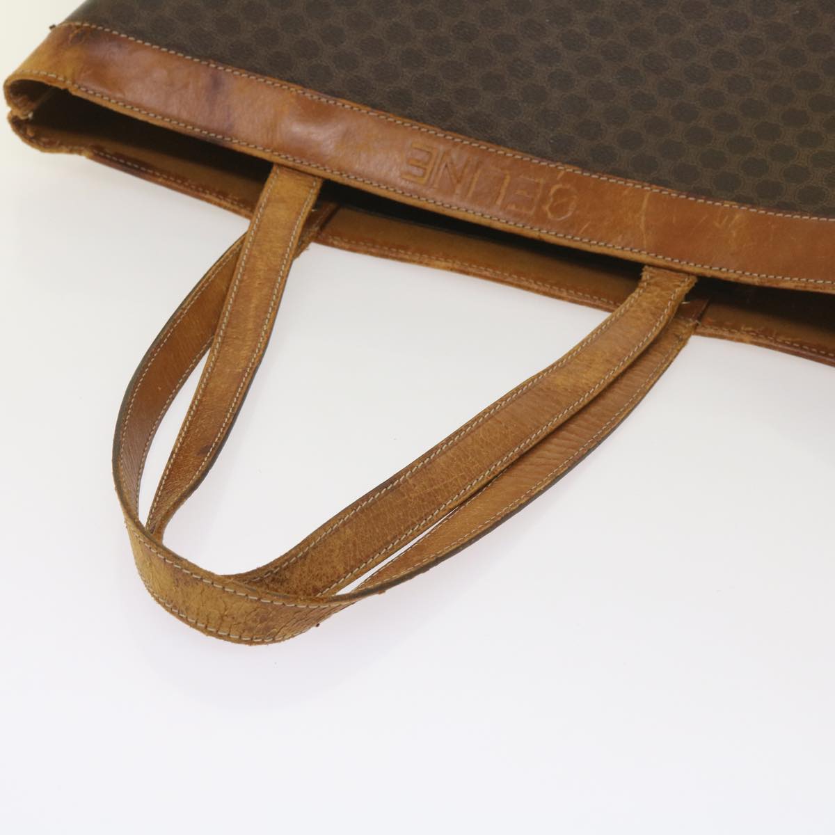 CELINE Macadam Canvas Tote Bag PVC Brown Auth am5886
