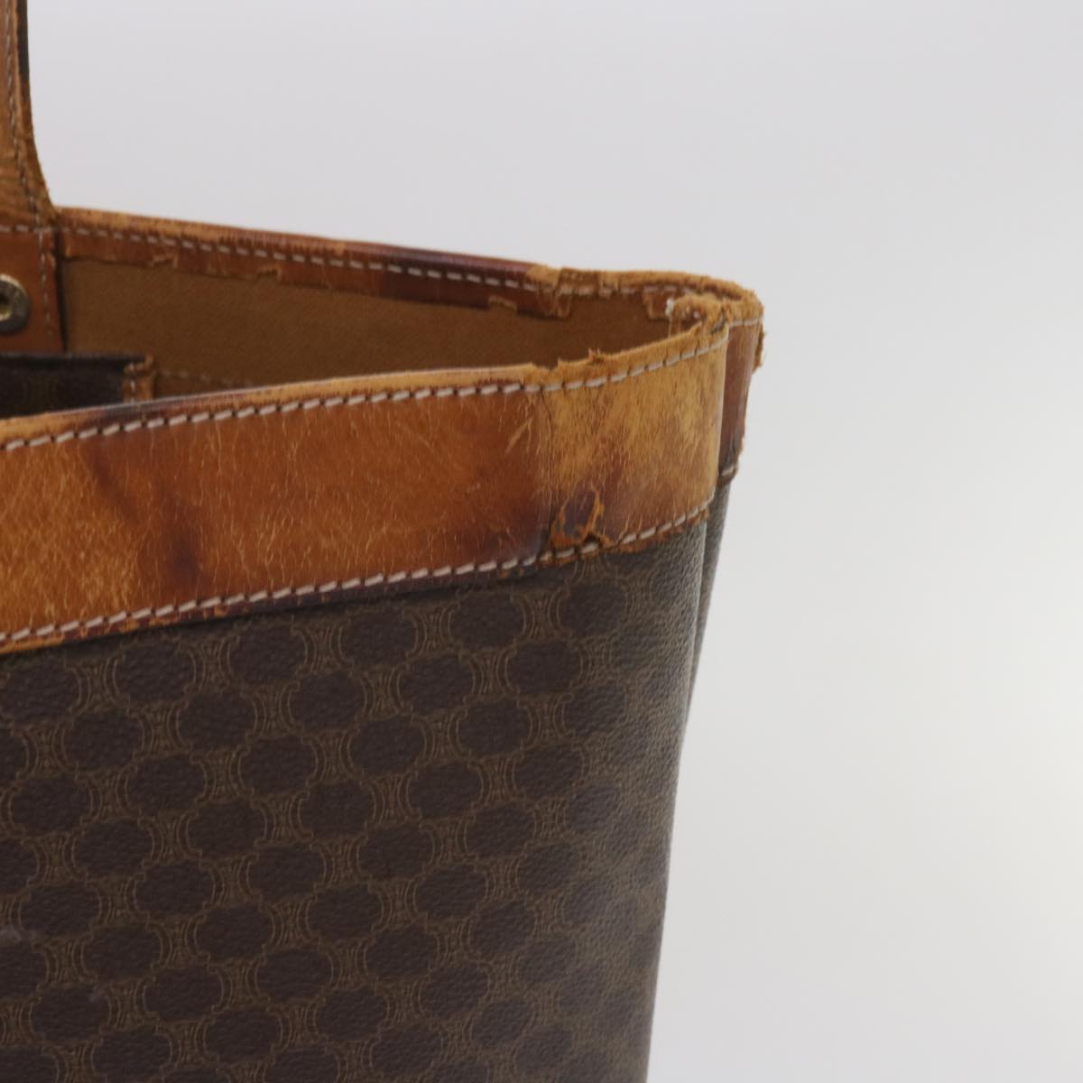 CELINE Macadam Canvas Tote Bag PVC Brown Auth am5886
