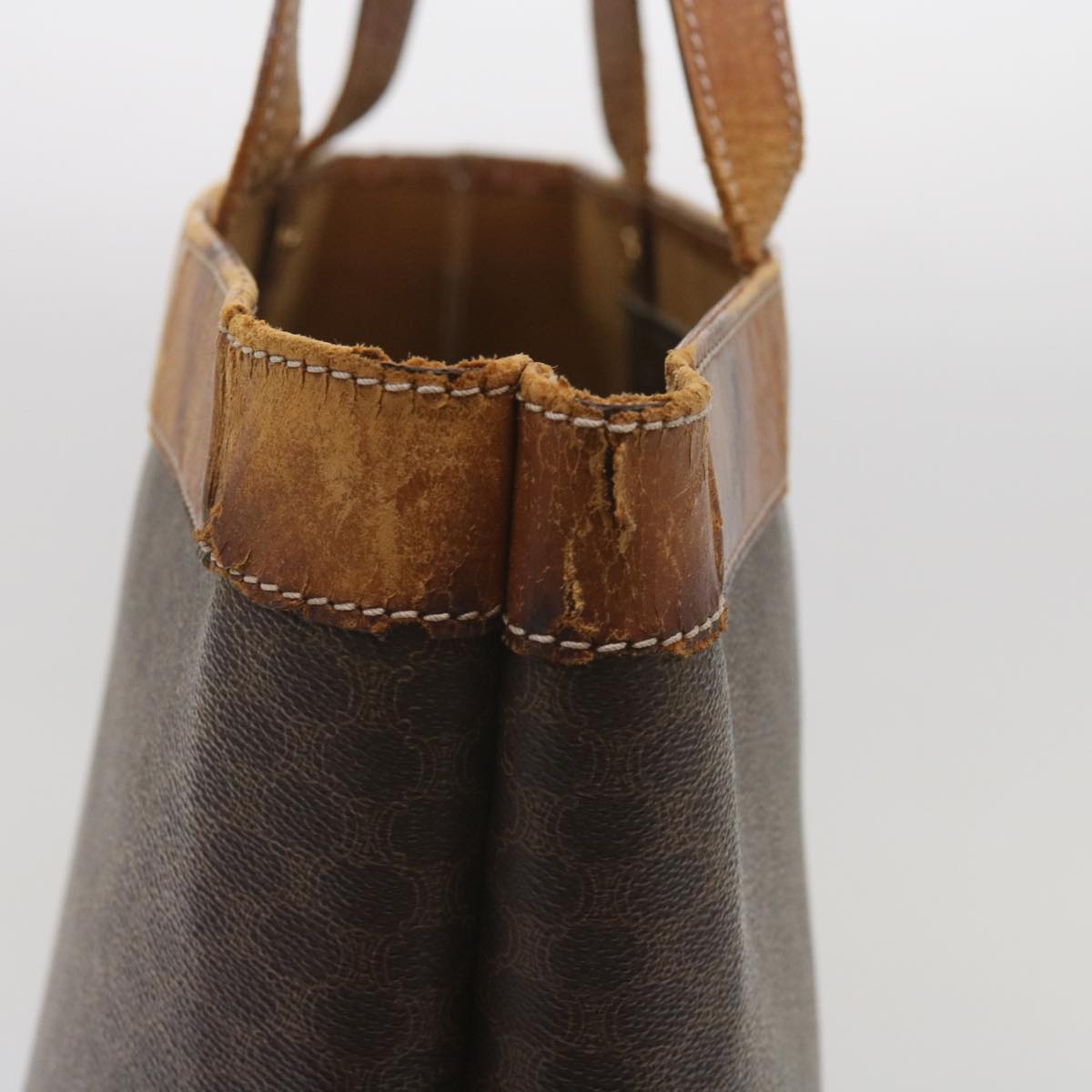 CELINE Macadam Canvas Tote Bag PVC Brown Auth am5886