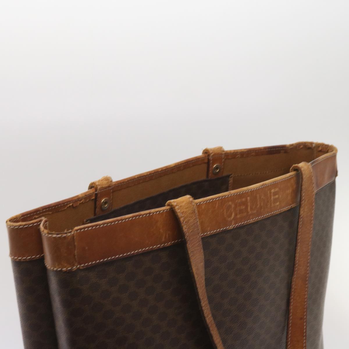 CELINE Macadam Canvas Tote Bag PVC Brown Auth am5886