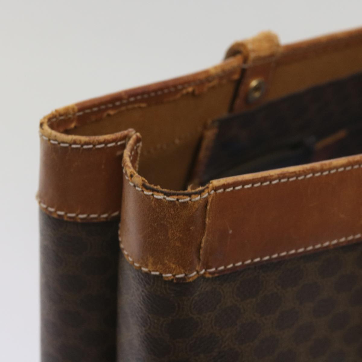 CELINE Macadam Canvas Tote Bag PVC Brown Auth am5886