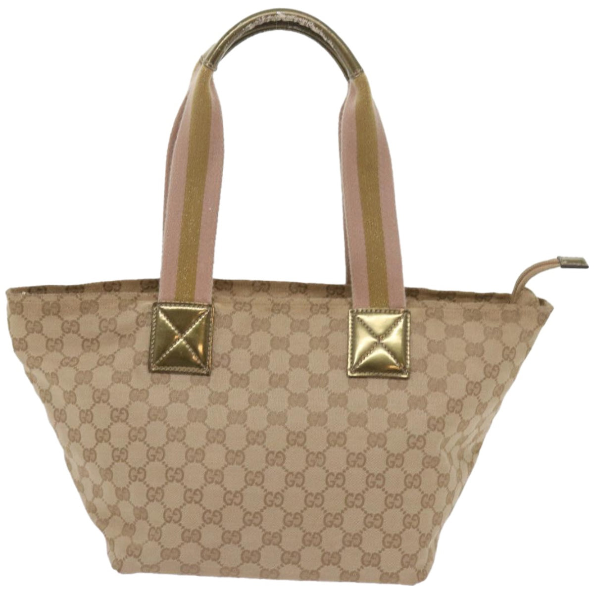 GUCCI GG Canvas Sherry Line Tote Bag Beige Pink gold 131230 Auth am5888