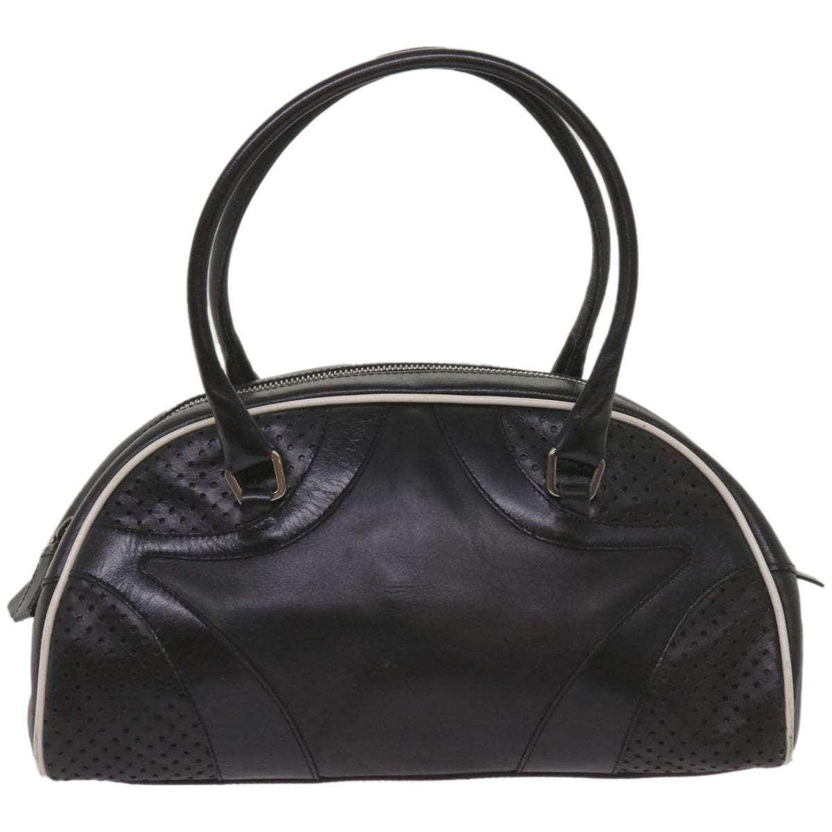 PRADA Hand Bag Leather Black Auth am5903