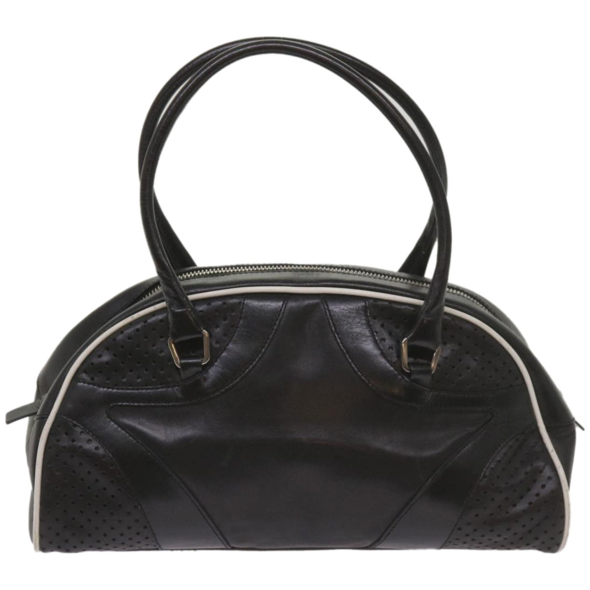 PRADA Hand Bag Leather Black Auth am5903