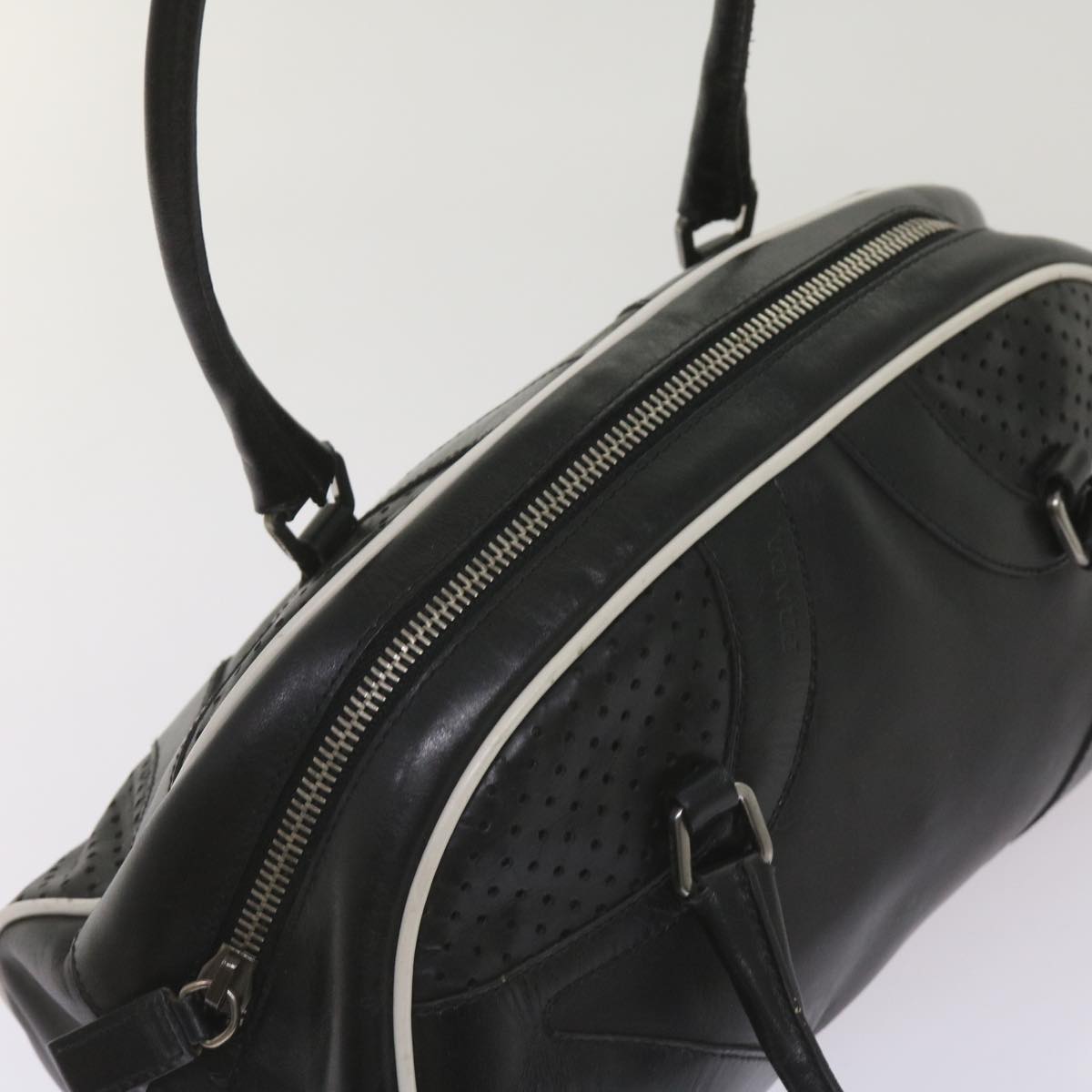 PRADA Hand Bag Leather Black Auth am5903