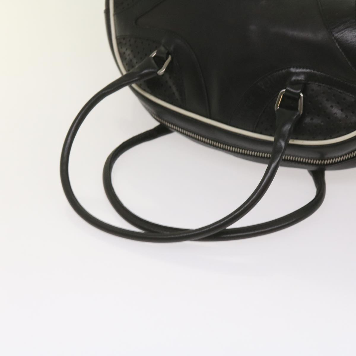 PRADA Hand Bag Leather Black Auth am5903