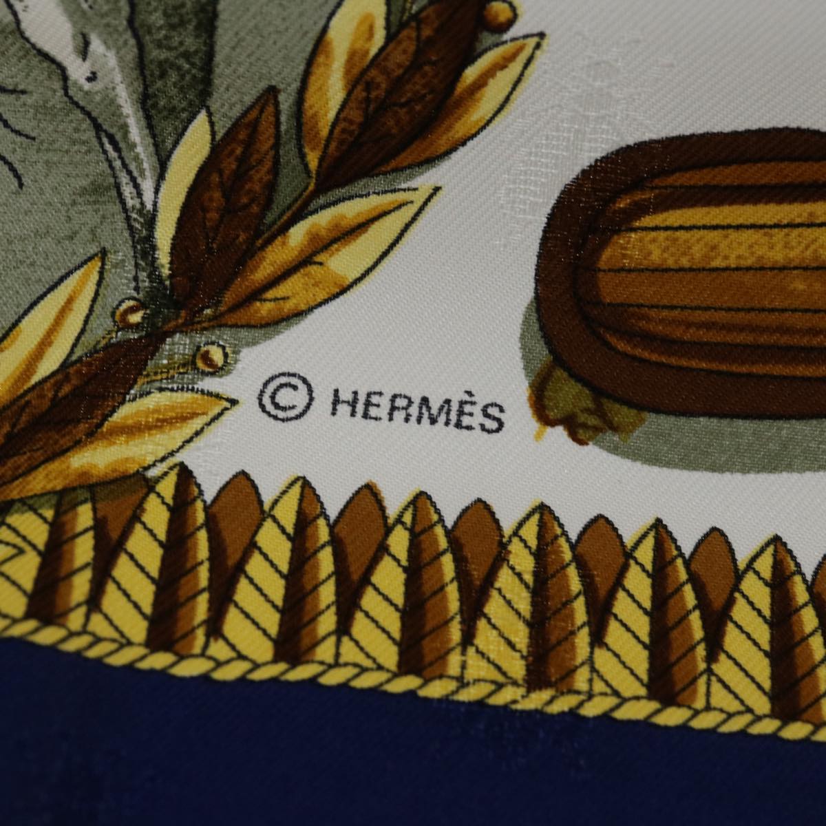 HERMES Carre 90 NAPOLEON Scarf Silk Blue Auth am5908