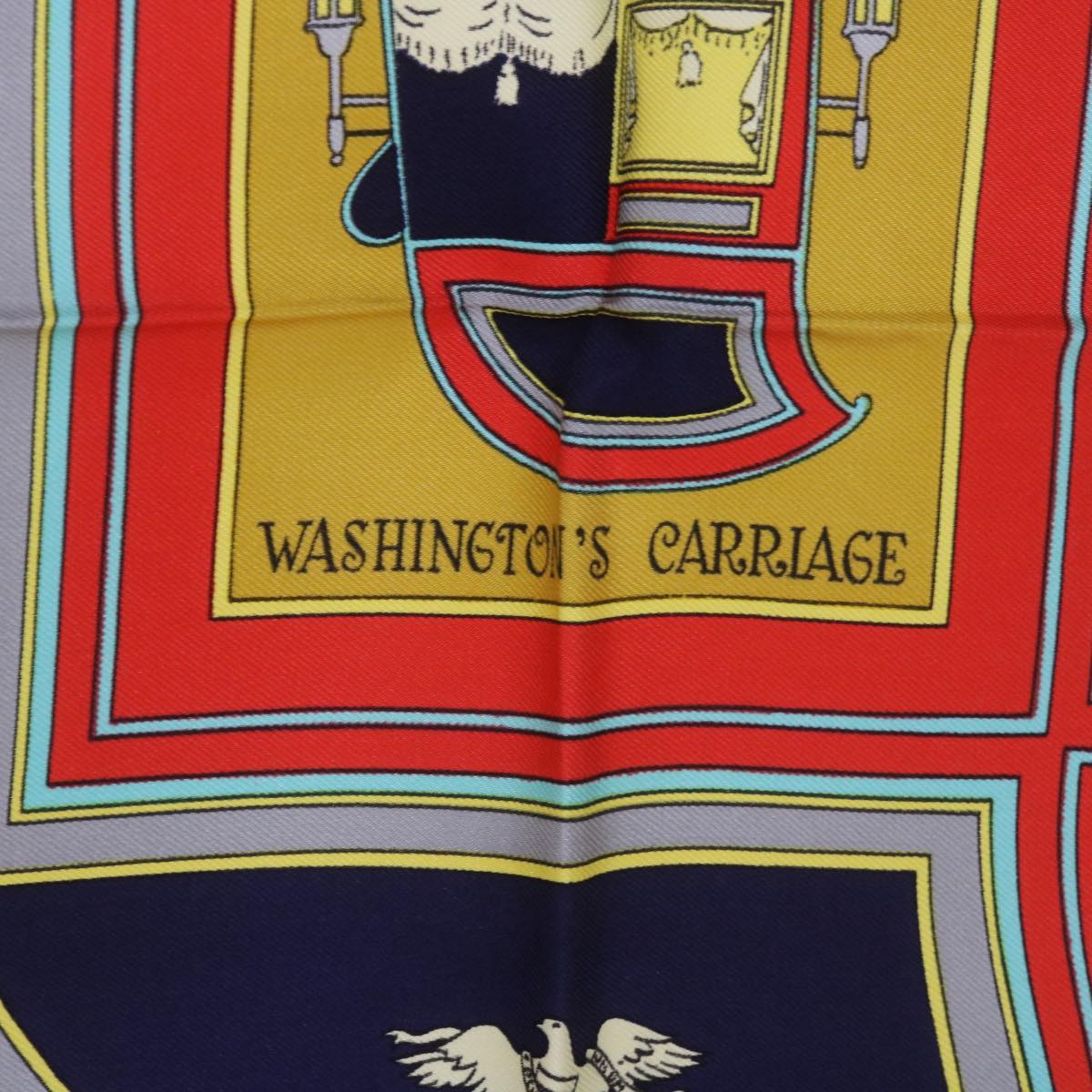 HERMES Carre 90 WASHINGTON’S CARRIAGE Scarf Silk Red Auth am5911