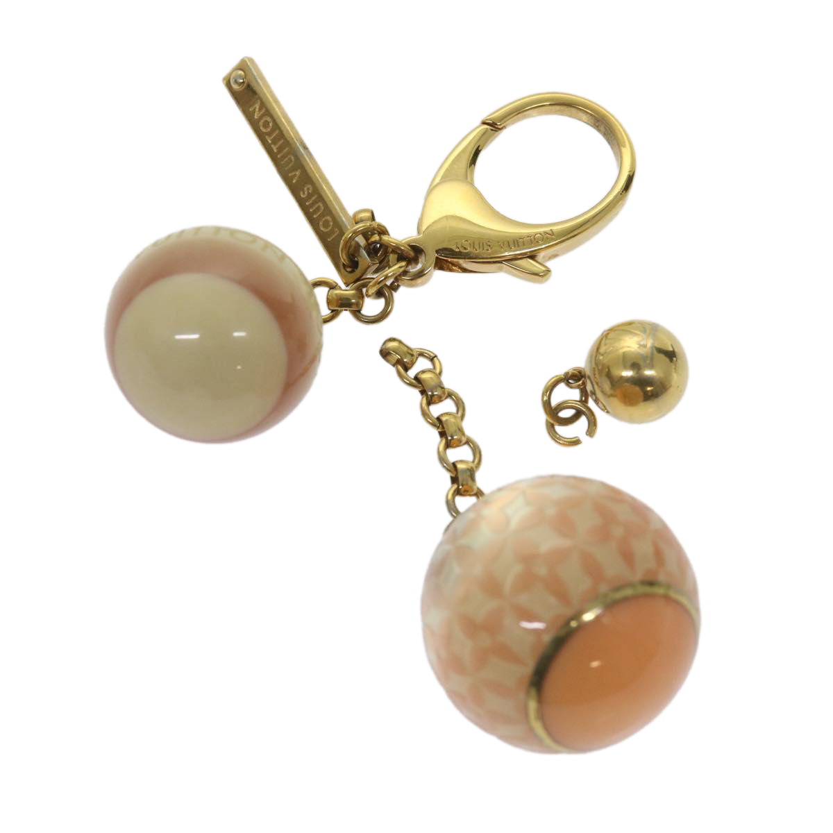 LOUIS VUITTON Bijoux Sac Key Holder Beige Pink M65643 LV Auth am5914