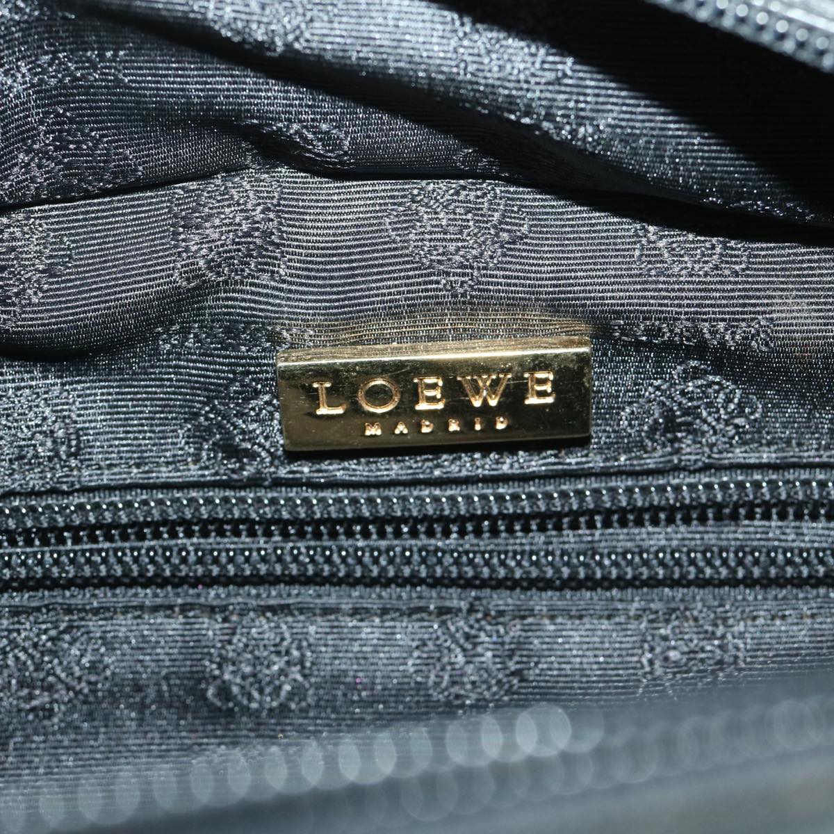 LOEWE Anagram Hand Bag Leather Black Auth am5935