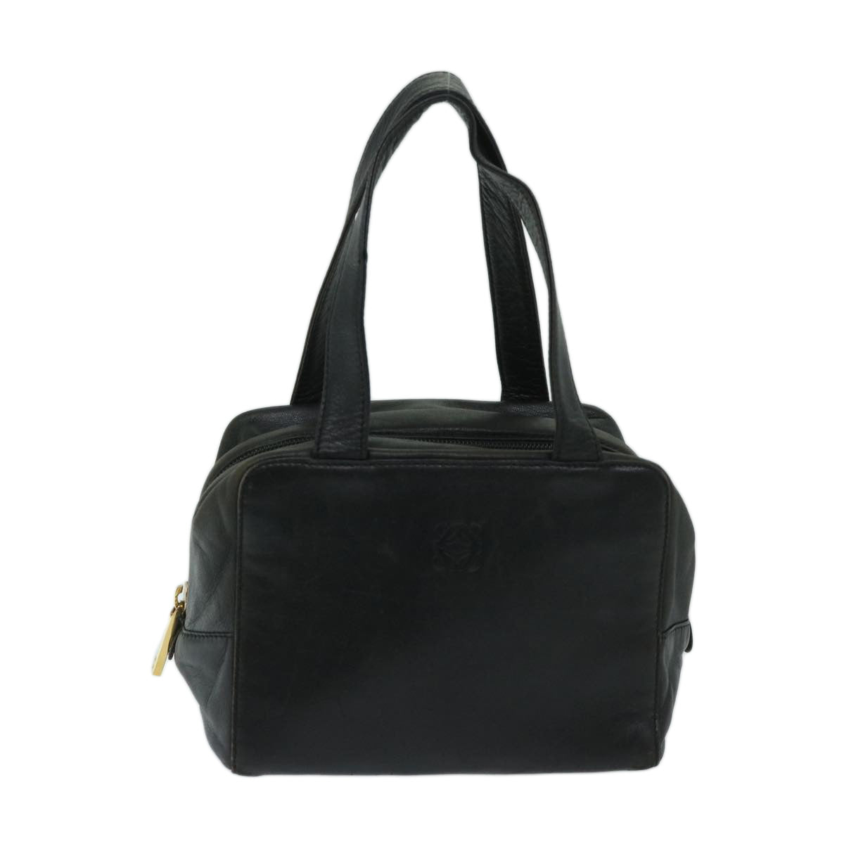 LOEWE Anagram Hand Bag Leather Black Auth am5935