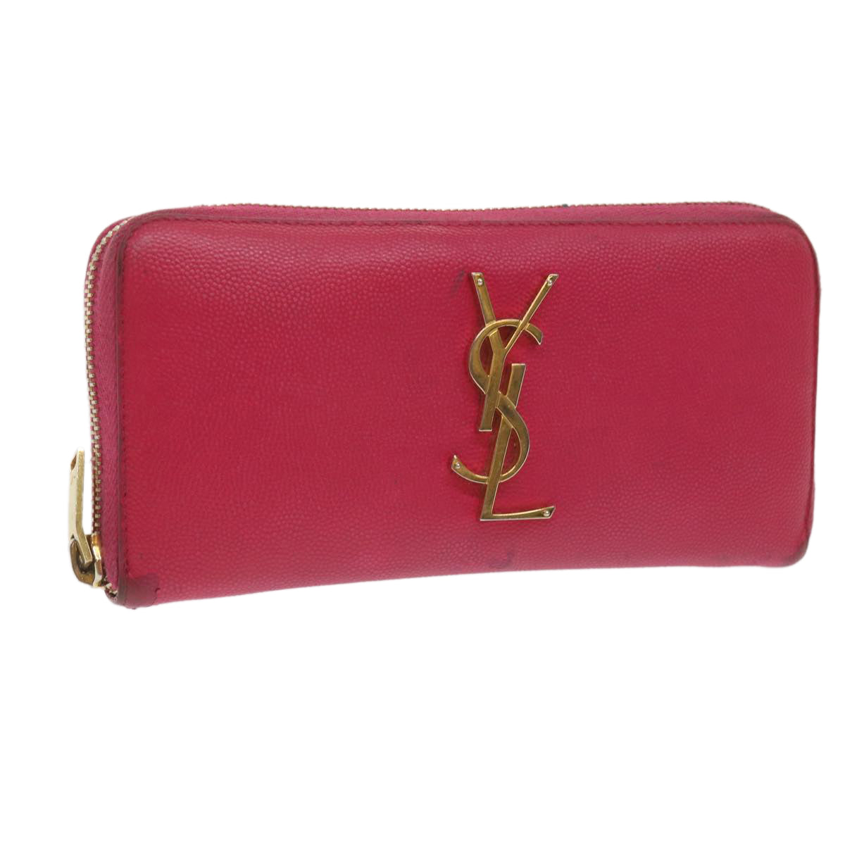 SAINT LAURENT Long Wallet Leather Pink Auth am5944