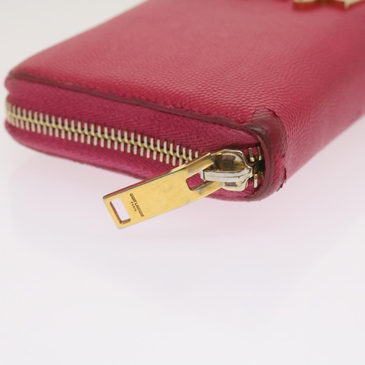 SAINT LAURENT Long Wallet Leather Pink Auth am5944