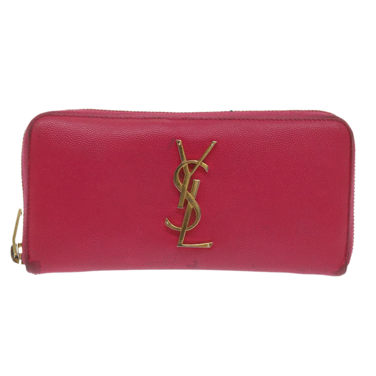 SAINT LAURENT Long Wallet Leather Pink Auth am5944