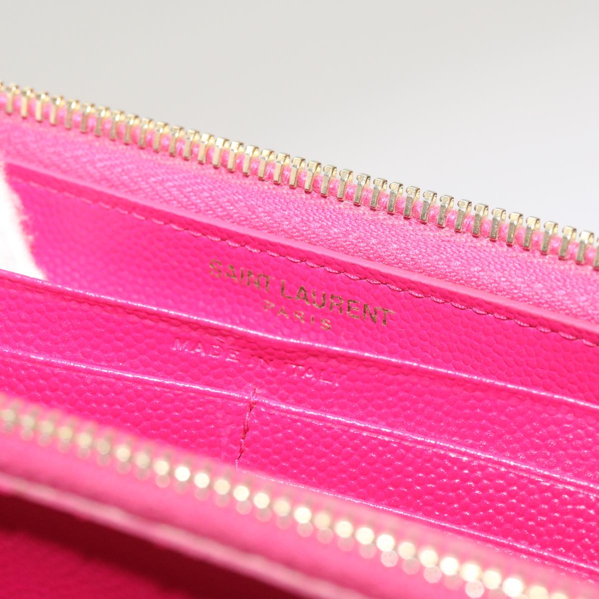 SAINT LAURENT Long Wallet Leather Pink Auth am5944