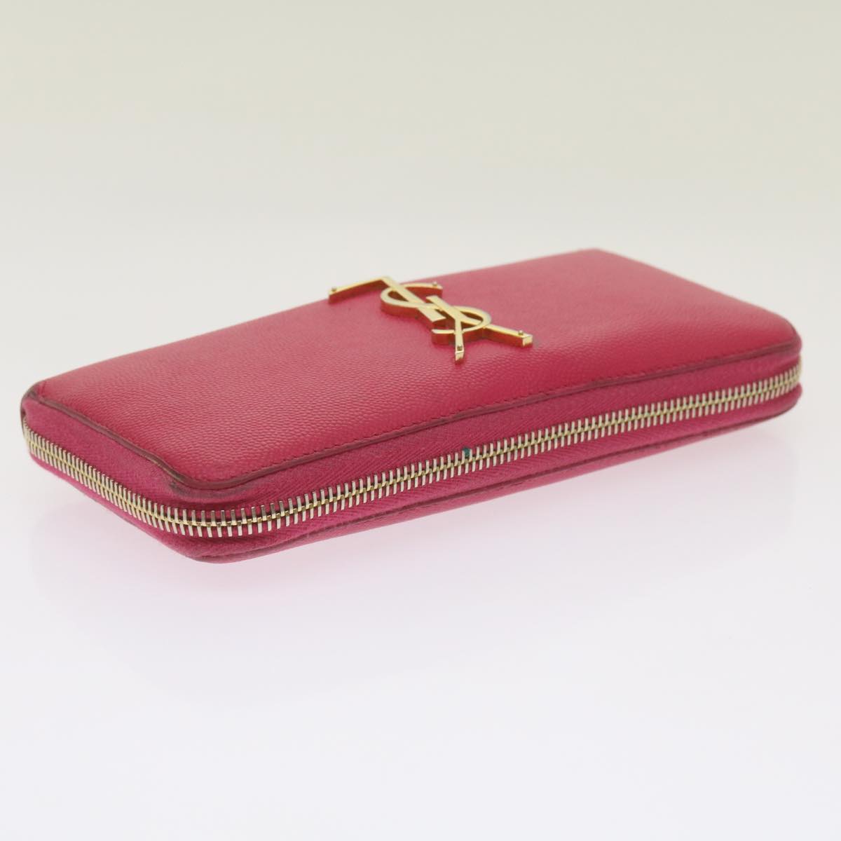 SAINT LAURENT Long Wallet Leather Pink Auth am5944